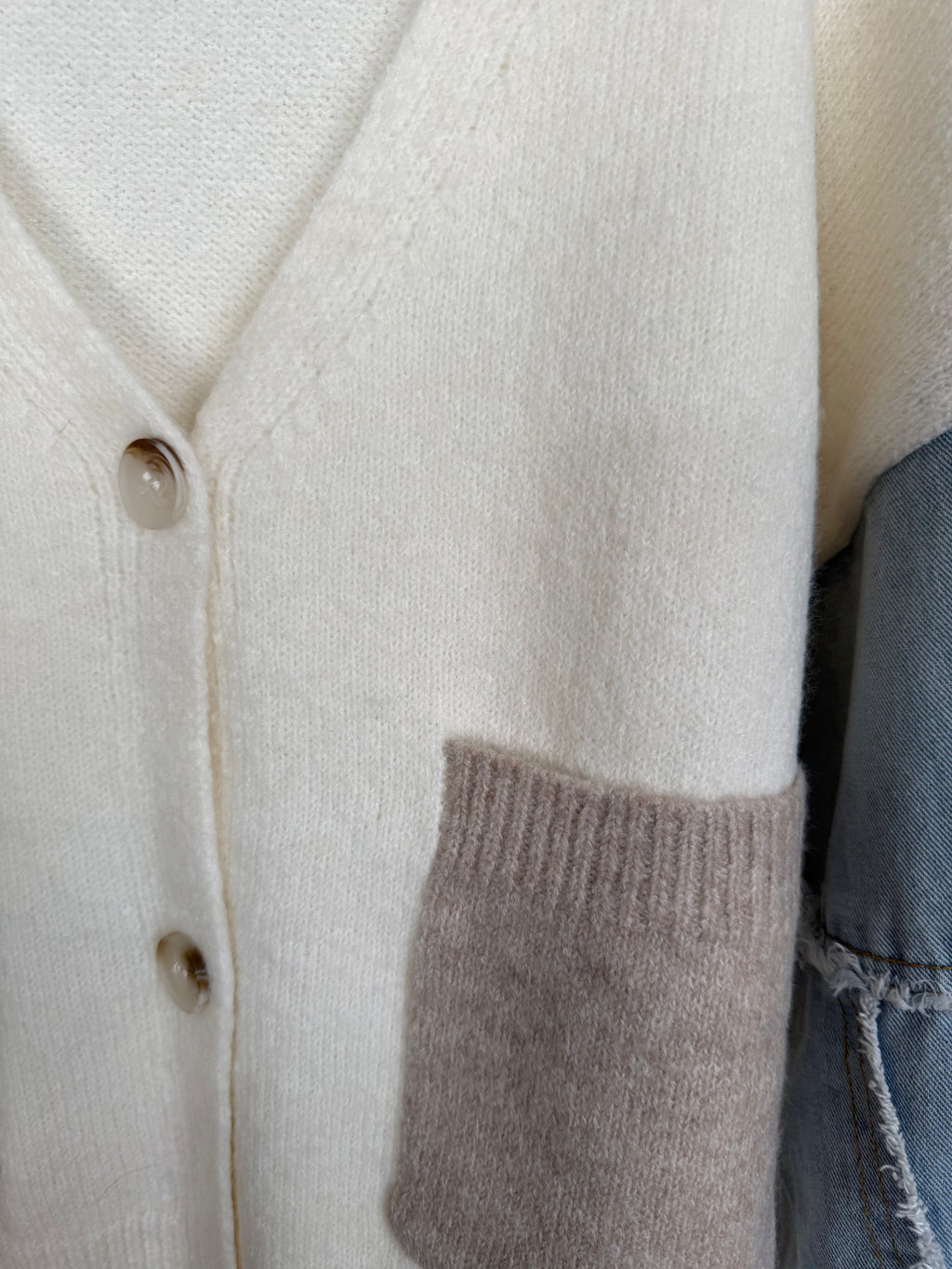 Denim Sleeve Knit Cardigan