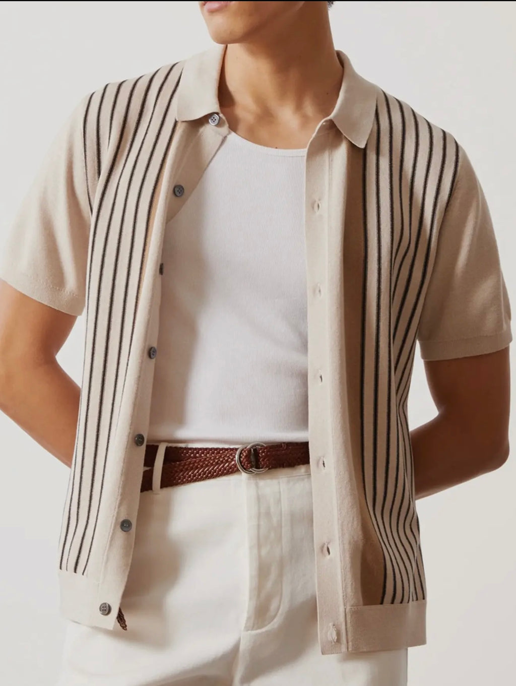 Men’s Striped Short Sleeve Polo Shirt