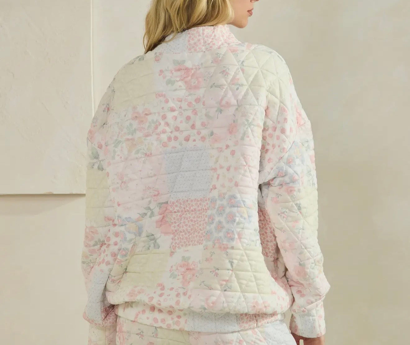 Floral Texture Mock Neck Sweater