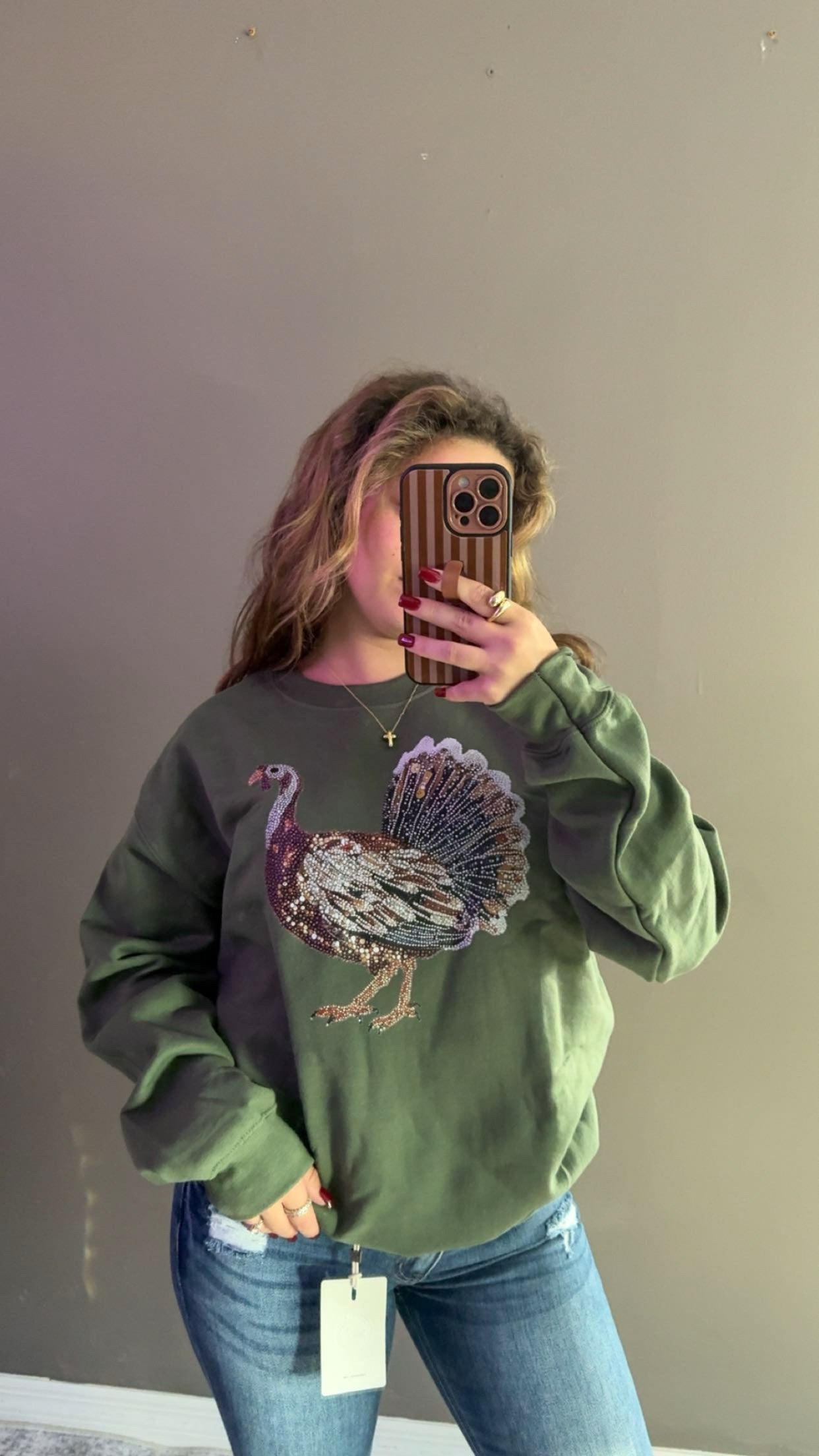 Faux Rhinestone Turkey Gildan Crewneck
