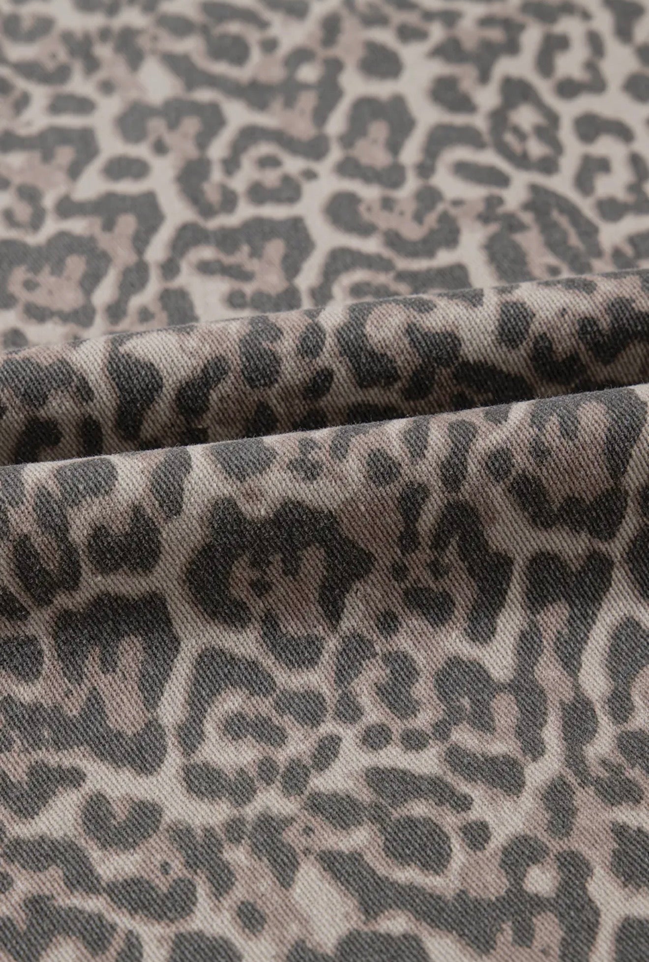 Leopard Frayed Edge Wide Leg, High Waist Jeans