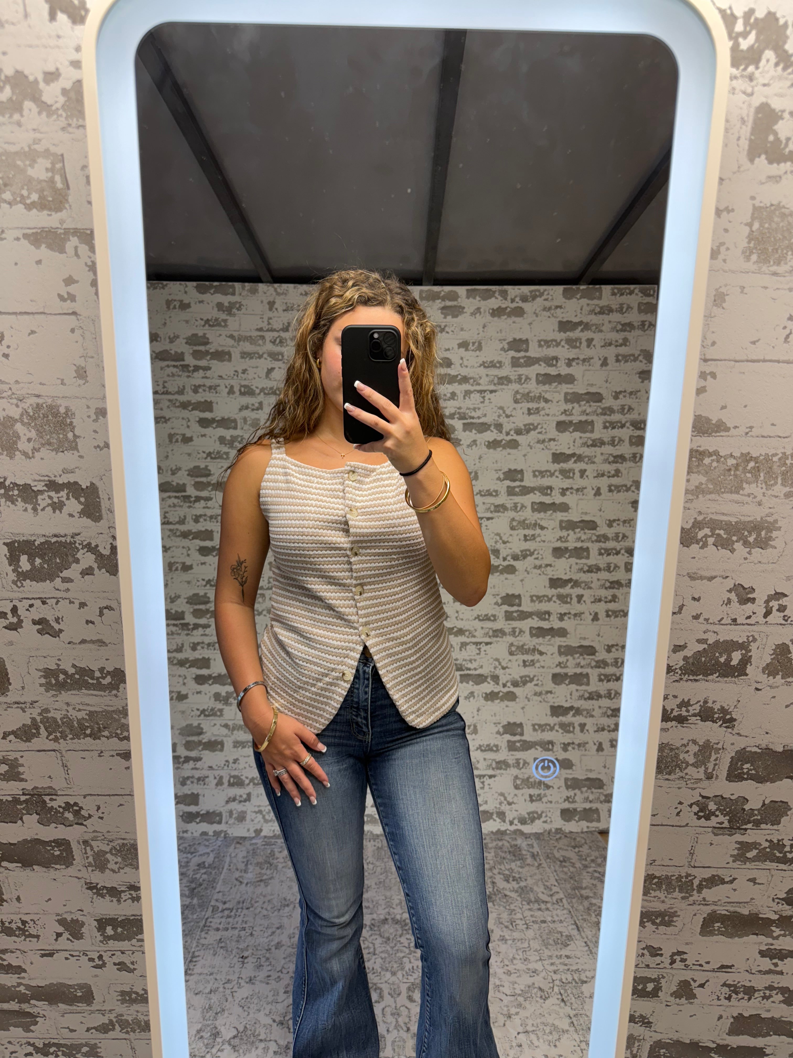 Casual Button Up Sleeveless Vest Top