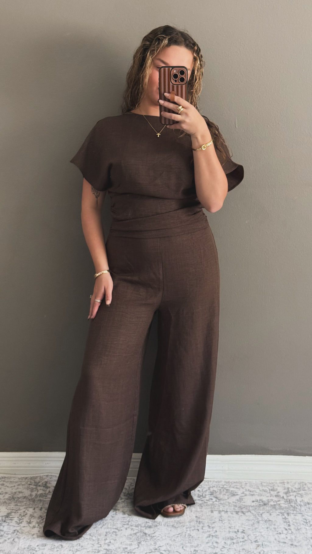 Short Sleeve Wide Leg Jumpsuit