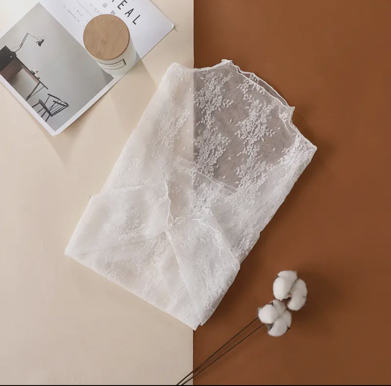 Purse White Long Sleeve Lace Top